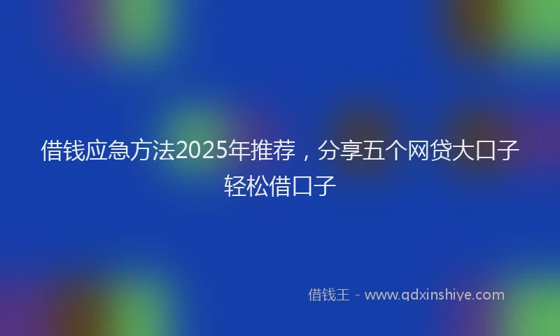 借钱应急方法2025年推荐，分享五个网贷大口子轻松借口子