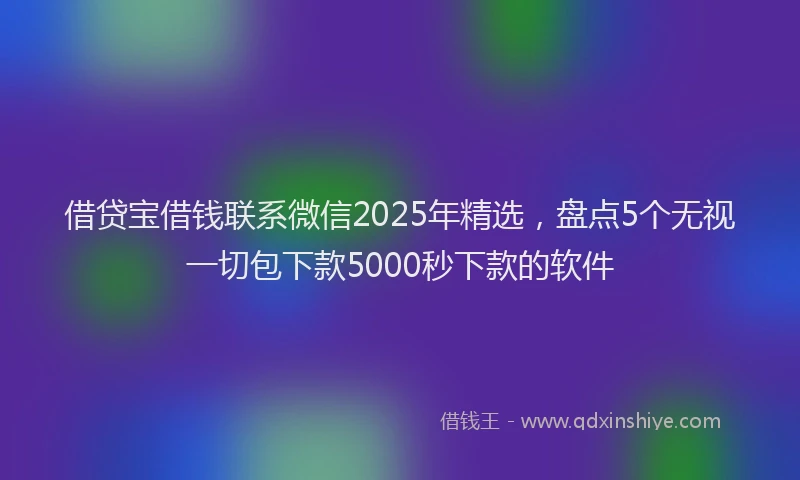 借贷宝借钱联系微信2025年精选，盘点5个无视一切包下款5000秒下款的软件
