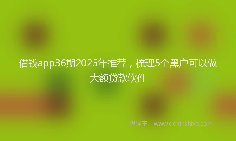 借钱app36期2025年推荐，梳理5个黑户可以做大额贷款软件