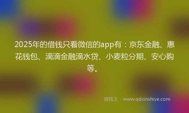 2025年的借钱只看微信的app有：京东金融、惠花钱包、滴滴金融滴水贷、小麦粒分期、安心购等。
