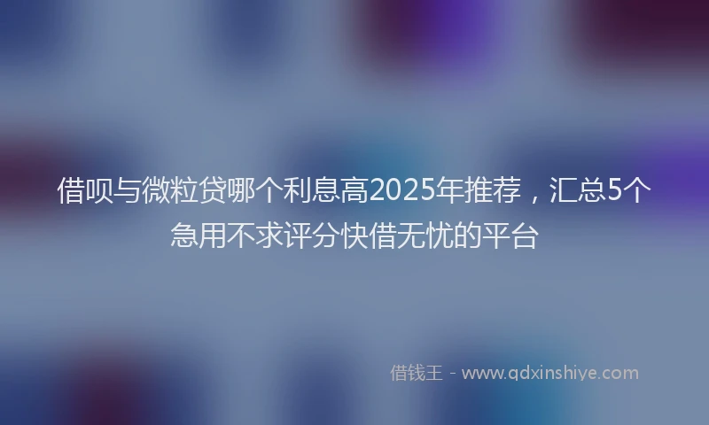 借呗与微粒贷哪个利息高2025年推荐，汇总5个急用不求评分快借无忧的平台