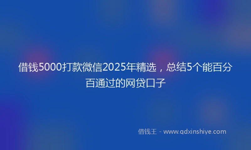 借钱5000打款微信2025年精选，总结5个能百分百通过的网贷口子