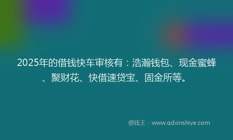 2025年的借钱快车审核有：浩瀚钱包、现金蜜蜂、聚财花、快借速贷宝、固金所等。