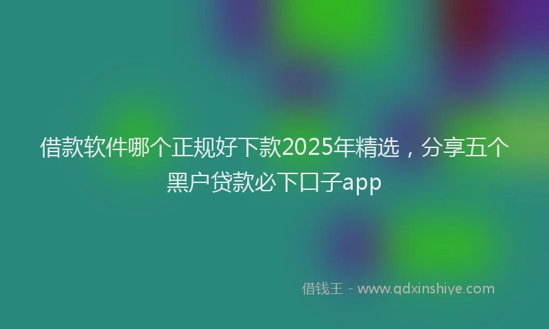 借款软件哪个正规好下款2025年精选，分享五个黑户贷款必下口子app