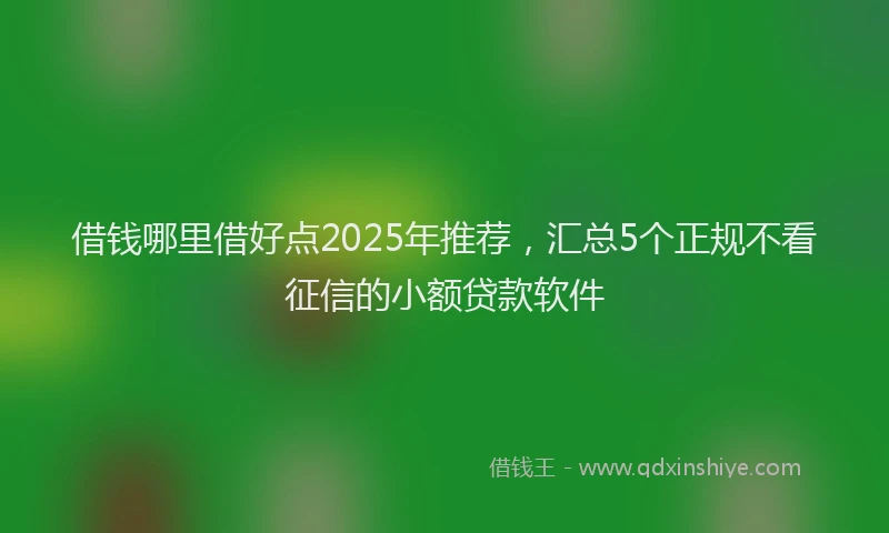 借钱哪里借好点2025年推荐，汇总5个正规不看征信的小额贷款软件