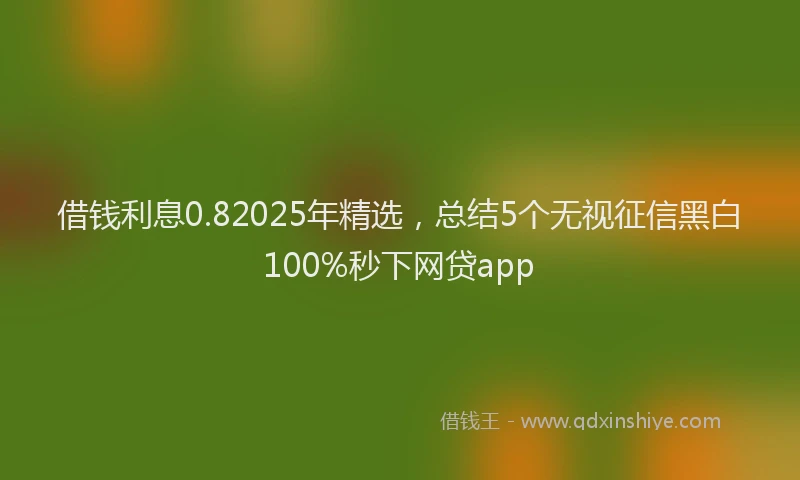 借钱利息0.82025年精选，总结5个无视征信黑白100%秒下网贷app