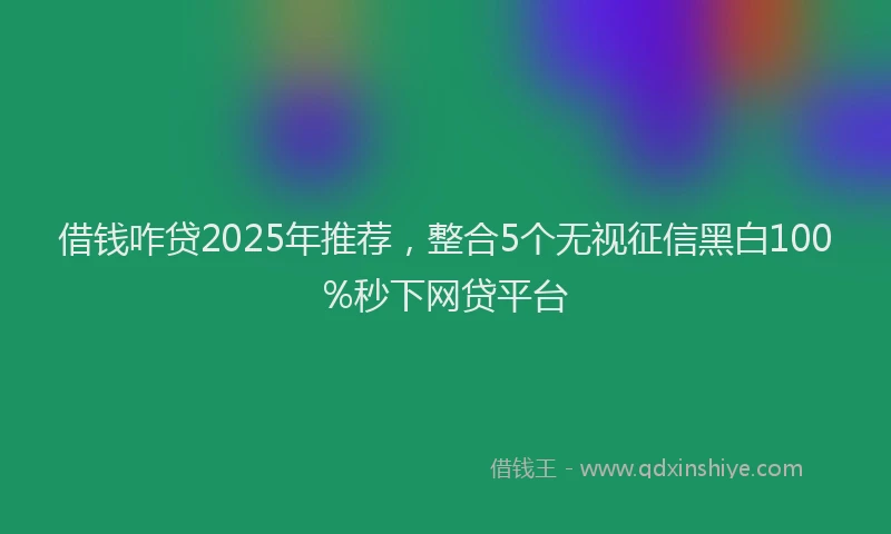 借钱咋贷2025年推荐，整合5个无视征信黑白100%秒下网贷平台