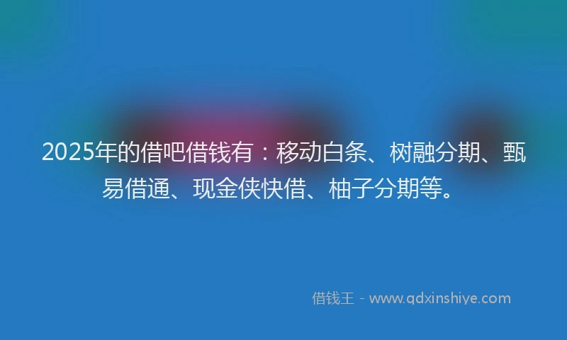 2025年的借吧借钱有：移动白条、树融分期、甄易借通、现金侠快借、柚子分期等。