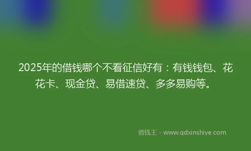 2025年的借钱哪个不看征信好有：有钱钱包、花花卡、现金贷、易借速贷、多多易购等。