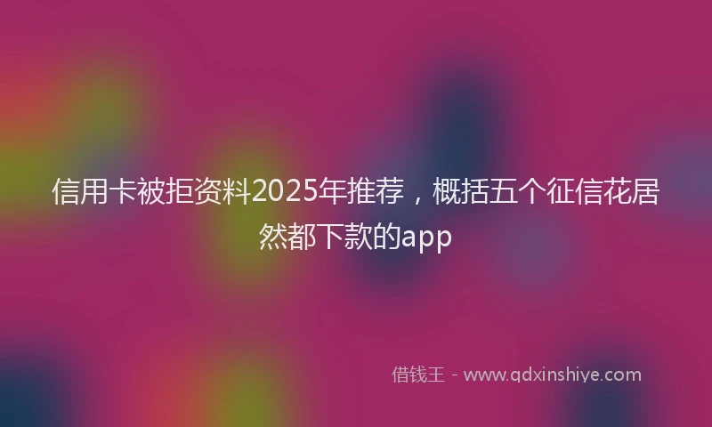 信用卡被拒资料2025年推荐，概括五个征信花居然都下款的app