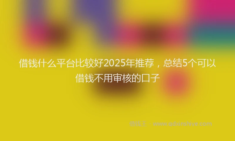 借钱什么平台比较好2025年推荐，总结5个可以借钱不用审核的口子
