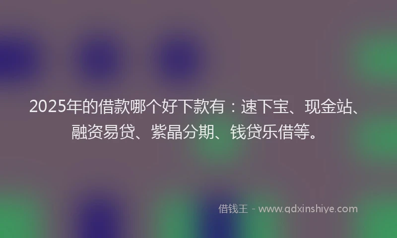 2025年的借款哪个好下款有：速下宝、现金站、融资易贷、紫晶分期、钱贷乐借等。