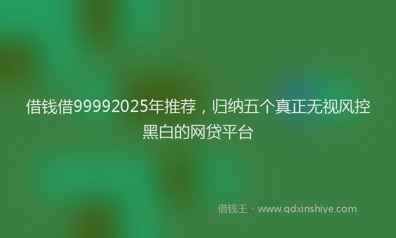 借钱借99992025年推荐，归纳五个真正无视风控黑白的网贷平台
