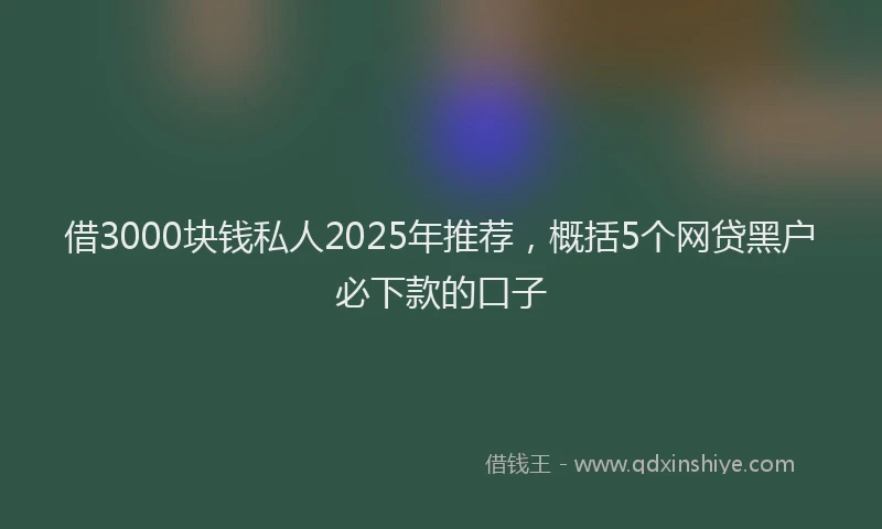 借3000块钱私人2025年推荐，概括5个网贷黑户必下款的口子