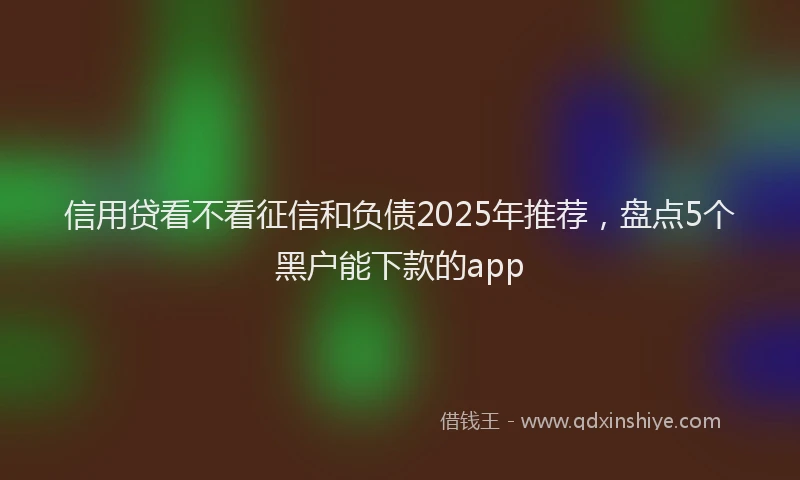 信用贷看不看征信和负债2025年推荐，盘点5个黑户能下款的app