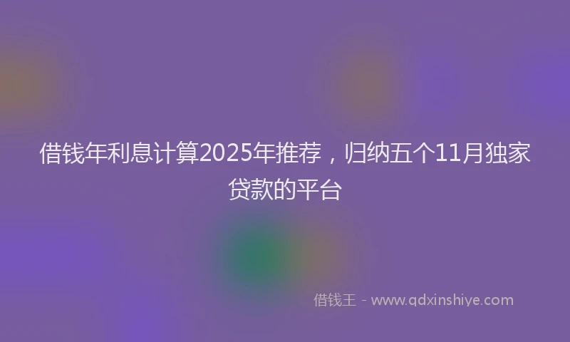 借钱年利息计算2025年推荐，归纳五个11月独家贷款的平台