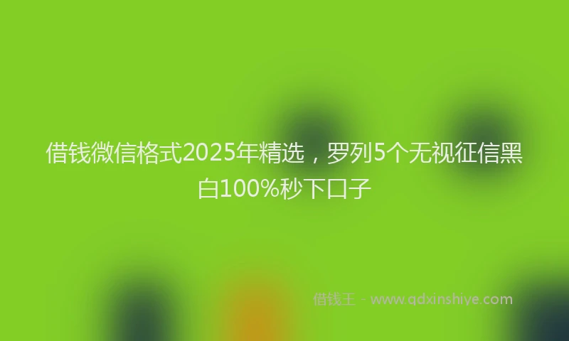 借钱微信格式2025年精选，罗列5个无视征信黑白100%秒下口子
