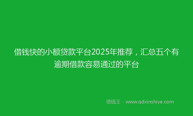 借钱快的小额贷款平台2025年推荐，汇总五个有逾期借款容易通过的平台