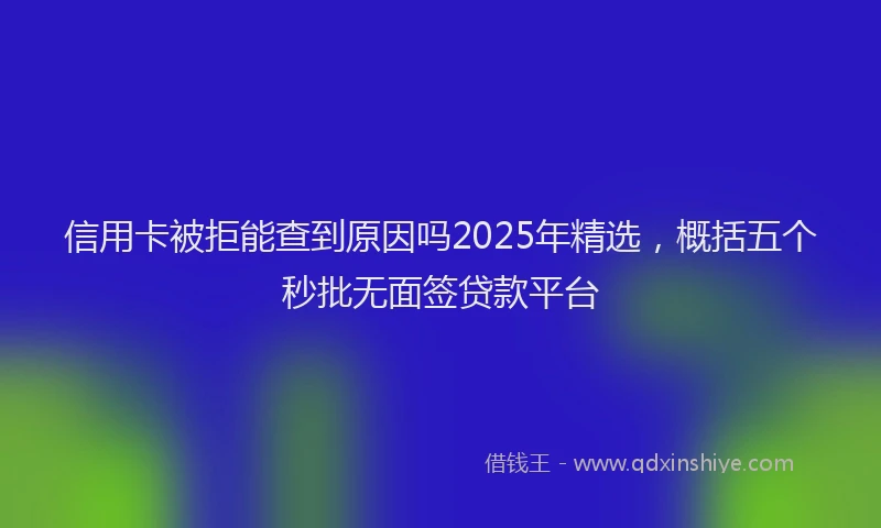 信用卡被拒能查到原因吗2025年精选，概括五个秒批无面签贷款平台