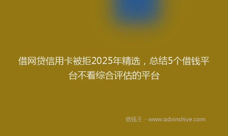 借网贷信用卡被拒2025年精选，总结5个借钱平台不看综合评估的平台