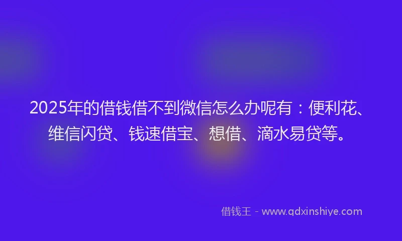 2025年的借钱借不到微信怎么办呢有：便利花、维信闪贷、钱速借宝、想借、滴水易贷等。