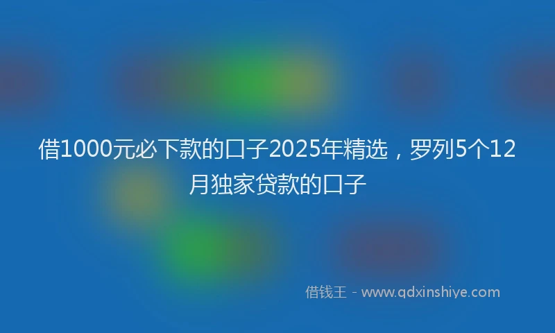 借1000元必下款的口子2025年精选，罗列5个12月独家贷款的口子