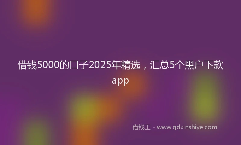 借钱5000的口子2025年精选,汇总5个黑户下款app