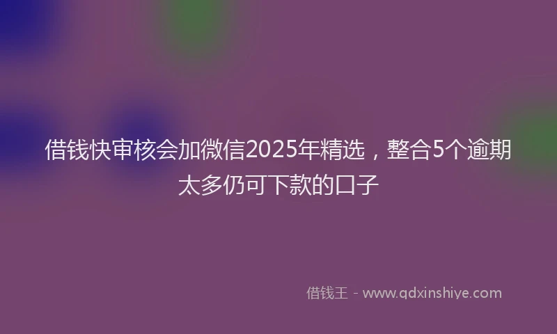 借钱快审核会加微信2025年精选，整合5个逾期太多仍可下款的口子