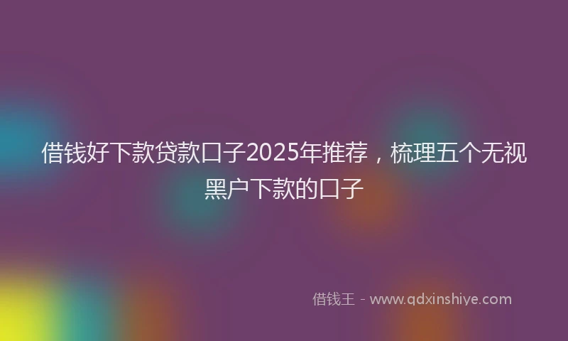 借钱好下款贷款口子2025年推荐，梳理五个无视黑户下款的口子