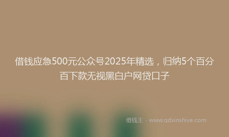 借钱应急500元公众号2025年精选，归纳5个百分百下款无视黑白户网贷口子