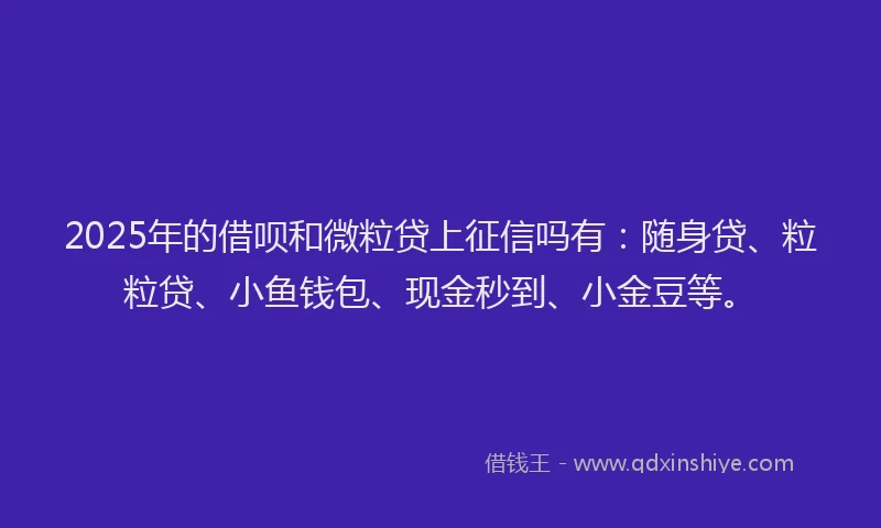 2025年的借呗和微粒贷上征信吗有：随身贷、粒粒贷、小鱼钱包、现金秒到、小金豆等。