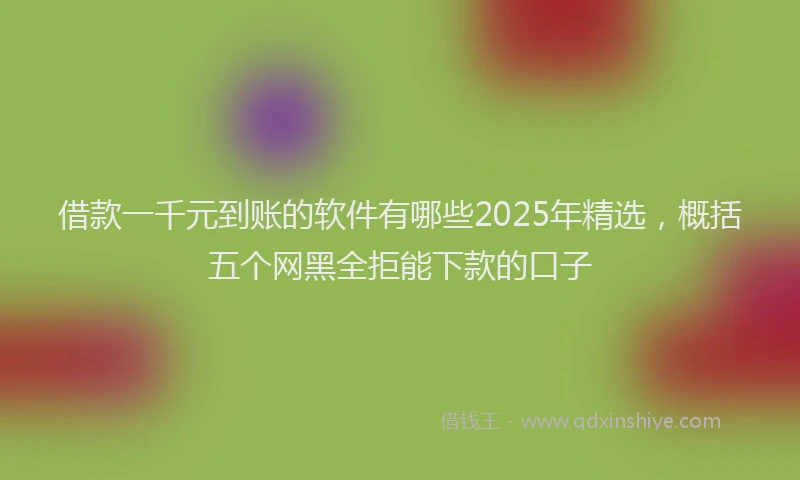借款一千元到账的软件有哪些2025年精选，概括五个网黑全拒能下款的口子