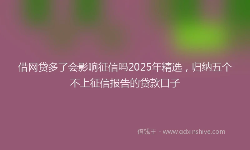 借网贷多了会影响征信吗2025年精选，归纳五个不上征信报告的贷款口子
