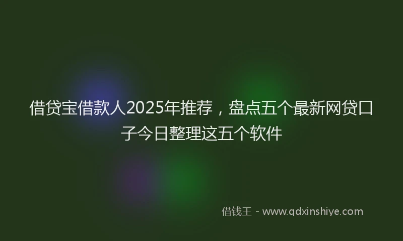 借贷宝借款人2025年推荐，盘点五个最新网贷口子今日整理这五个软件