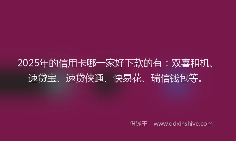 2025年的信用卡哪一家好下款的有：双喜租机、速贷宝、速贷侠通、快易花、瑞信钱包等。