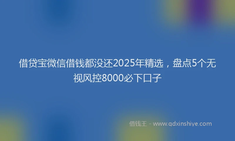 借贷宝微信借钱都没还2025年精选，盘点5个无视风控8000必下口子
