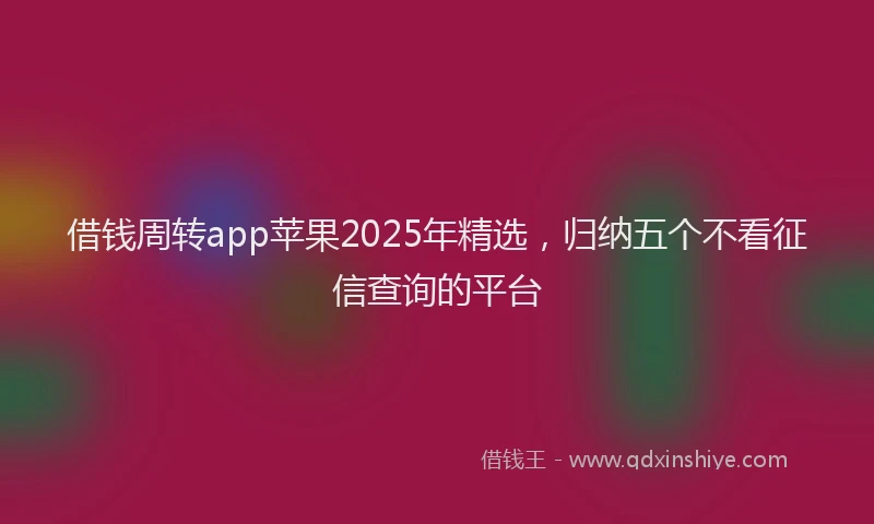 借钱周转app苹果2025年精选，归纳五个不看征信查询的平台