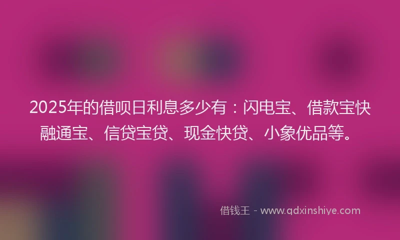 2025年的借呗日利息多少有：闪电宝、借款宝快融通宝、信贷宝贷、现金快贷、小象优品等。