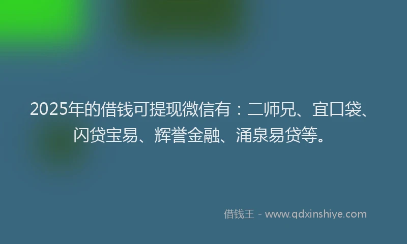 2025年的借钱可提现微信有：二师兄、宜口袋、闪贷宝易、辉誉金融、涌泉易贷等。