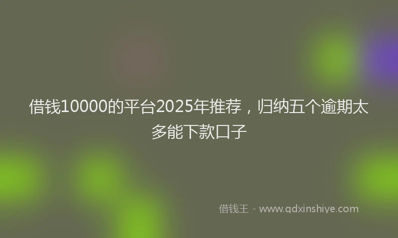 借钱10000的平台2025年推荐，归纳五个逾期太多能下款口子