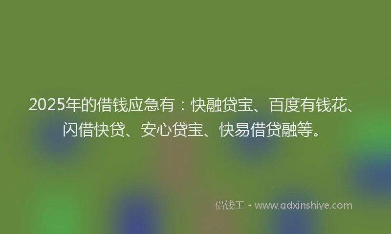 2025年的借钱应急有：快融贷宝、百度有钱花、闪借快贷、安心贷宝、快易借贷融等。