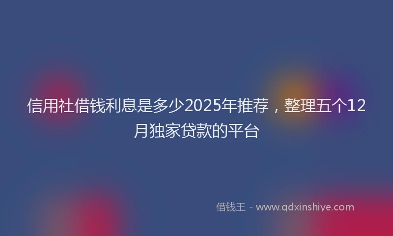 信用社借钱利息是多少2025年推荐，整理五个12月独家贷款的平台