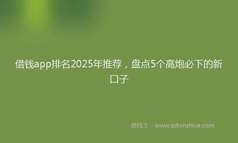 借钱app排名2025年推荐，盘点5个高炮必下的新口子