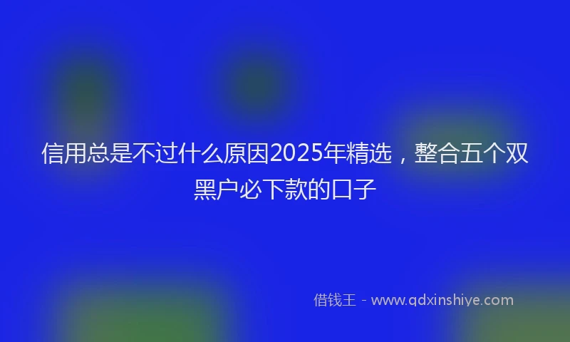信用总是不过什么原因2025年精选，整合五个双黑户必下款的口子