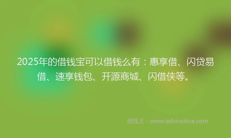 2025年的借钱宝可以借钱么有：惠享借、闪贷易借、速享钱包、开源商城、闪借侠等。