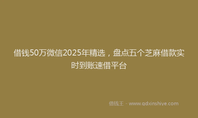 借钱50万微信2025年精选，盘点五个芝麻借款实时到账速借平台