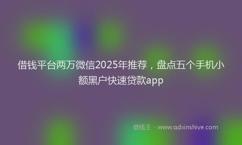 借钱平台两万微信2025年推荐，盘点五个手机小额黑户快速贷款app