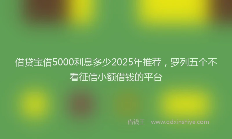 借贷宝借5000利息多少2025年推荐，罗列五个不看征信小额借钱的平台