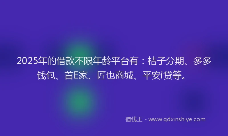 2025年的借款不限年龄平台有：桔子分期、多多钱包、首E家、匠也商城、平安i贷等。
