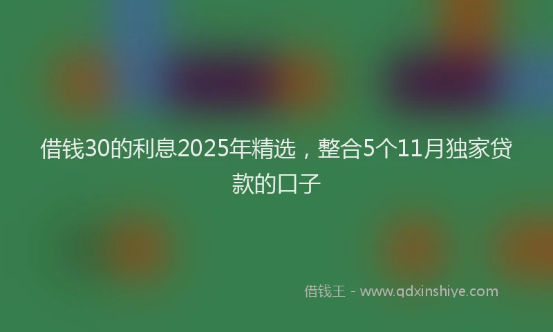 借钱30的利息2025年精选，整合5个11月独家贷款的口子